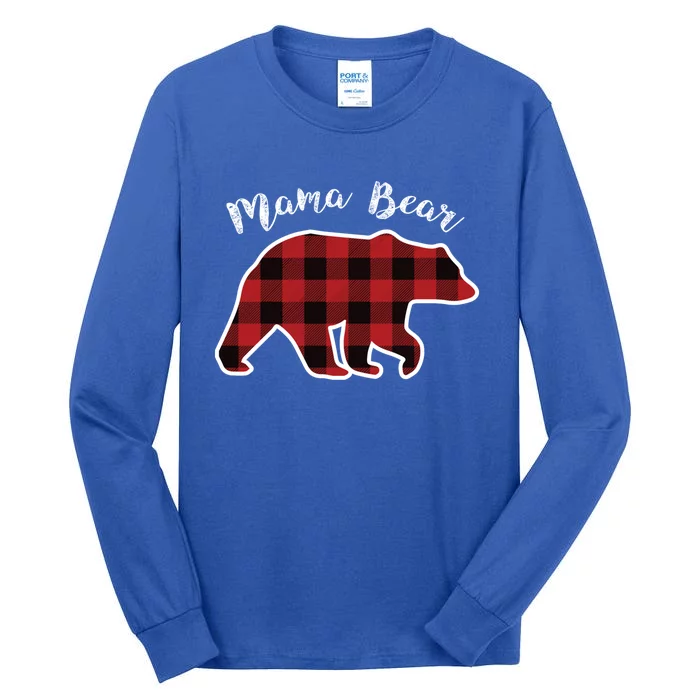 Mama Bear Red Plaid Christmas Pajama Family Mom Gift Tall Long Sleeve T-Shirt