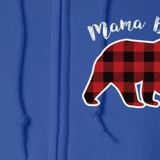 Mama Bear Red Plaid Christmas Pajama Family Mom Gift Full Zip Hoodie