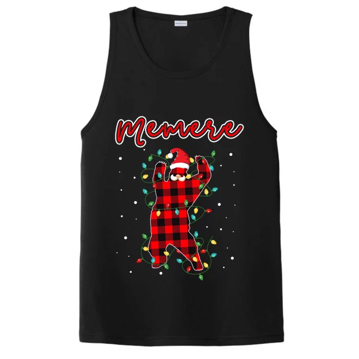 Memere Bear Red Buffalo Plaid Grandma Bear Pajama Xmas Gift Performance Tank