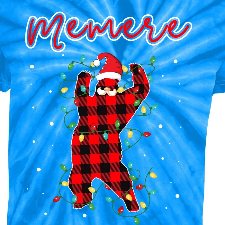 Memere Bear Red Buffalo Plaid Grandma Bear Pajama Xmas Gift Kids Tie-Dye T-Shirt