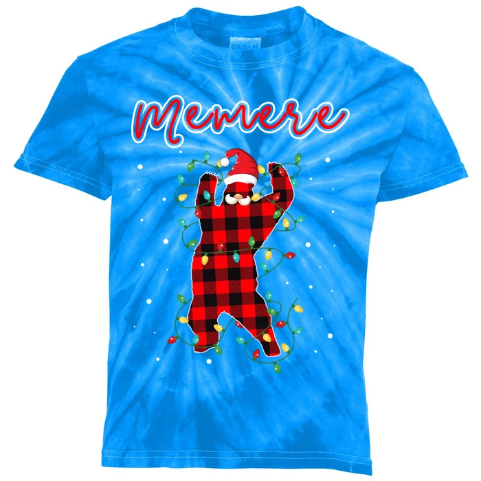 Memere Bear Red Buffalo Plaid Grandma Bear Pajama Xmas Gift Kids Tie-Dye T-Shirt