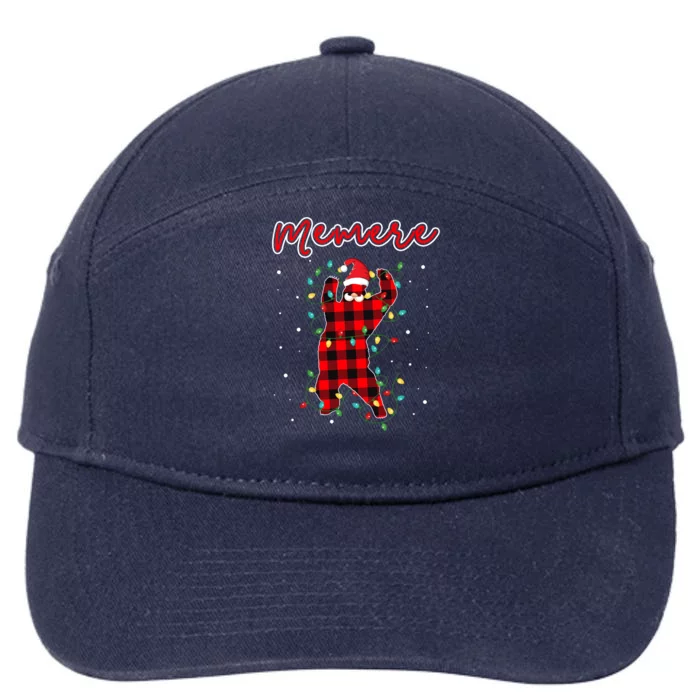 Memere Bear Red Buffalo Plaid Grandma Bear Pajama Xmas Gift 7-Panel Snapback Hat