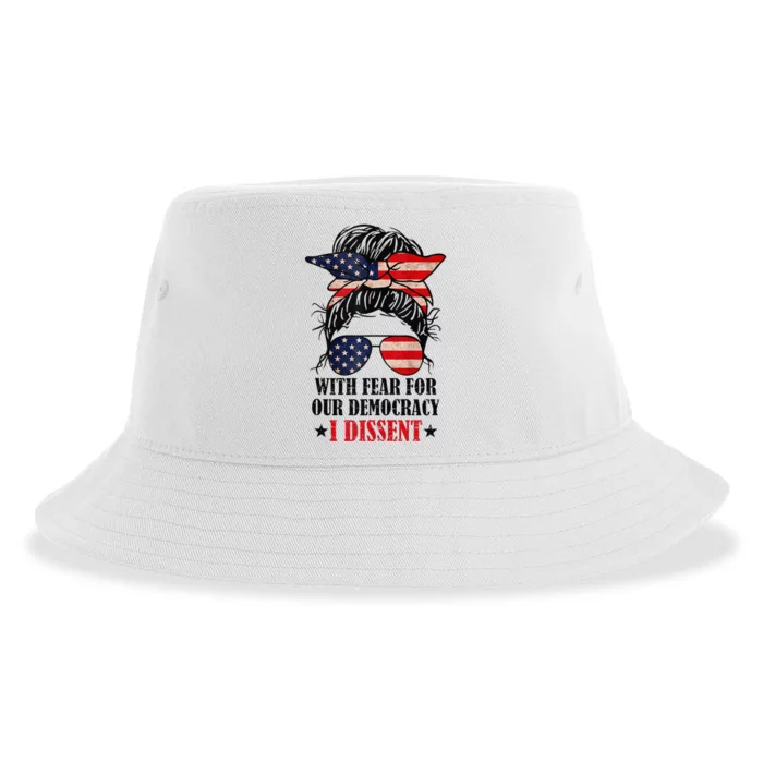 Messy Bun Retro With Fear For Our Democracy I Dissent Sustainable Bucket Hat