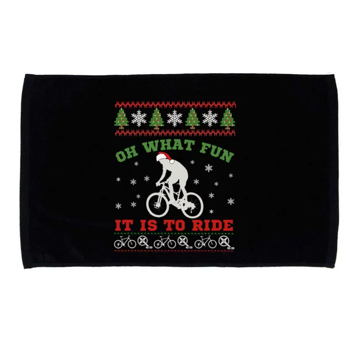 Mountain Bike Rider Oh What Fun Christmas Ugly Sweater Microfiber Hand Towel