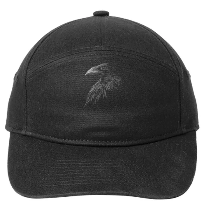 Mystical Black Raven Illustration Crow Artwork 7-Panel Snapback Hat