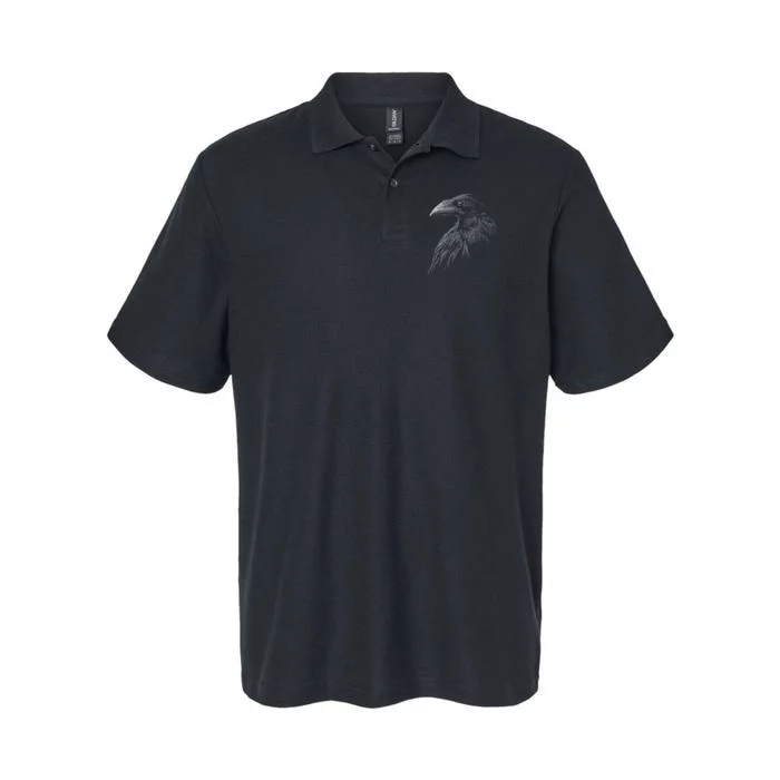 Mystical Black Raven Illustration Crow Artwork Softstyle Adult Sport Polo