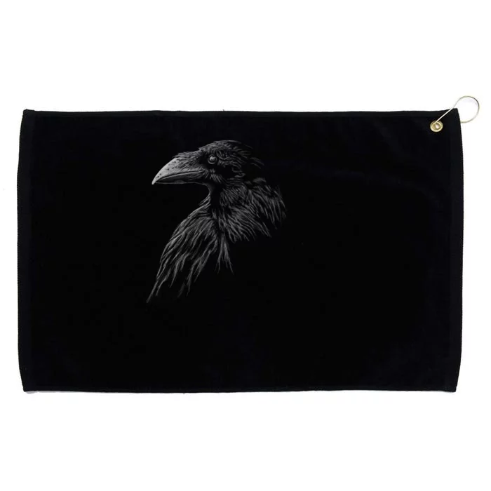 Mystical Black Raven Illustration Crow Artwork Grommeted Golf Towel