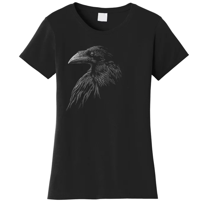 Mystical Black Raven Illustration Crow Artwork Women's T-Shirt