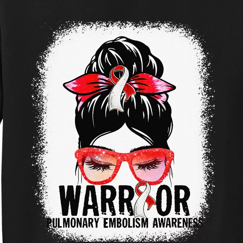 Messy Bun Red White Ribbon Pulmonary Embolism Warrior Sweatshirt