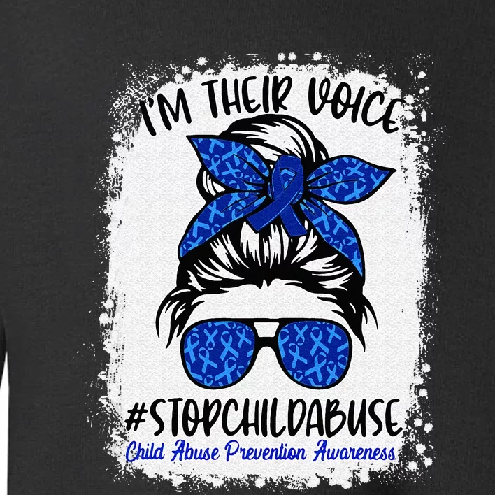 Messy Bun Ribbon Stop Child Abuse Prevention Awareness Month Toddler Sweatshirt