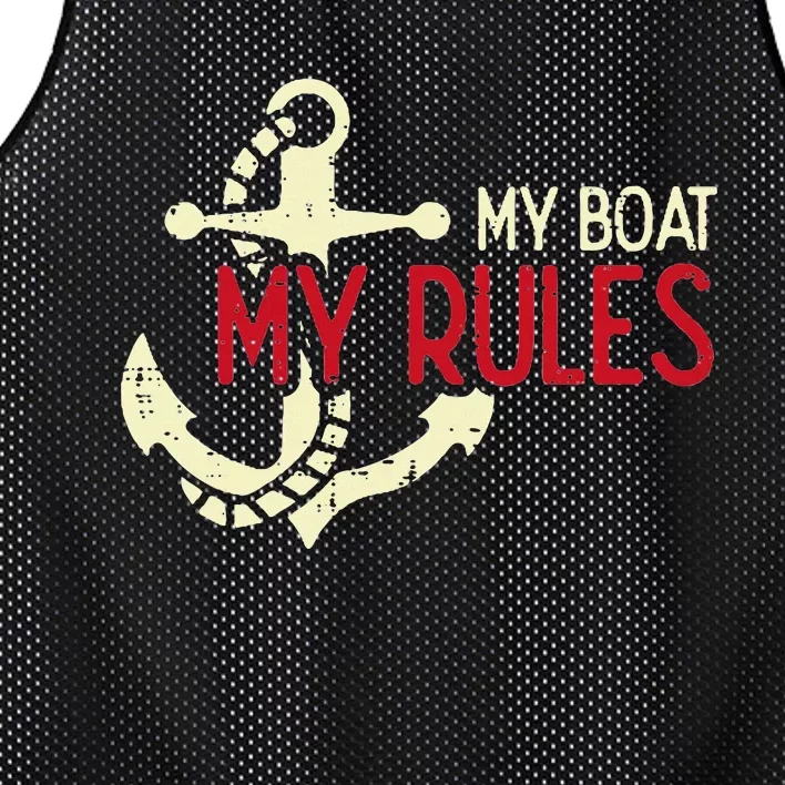 My Boat Rules Pocket Captain Owner Mesh Reversible Basketball Jersey Tank