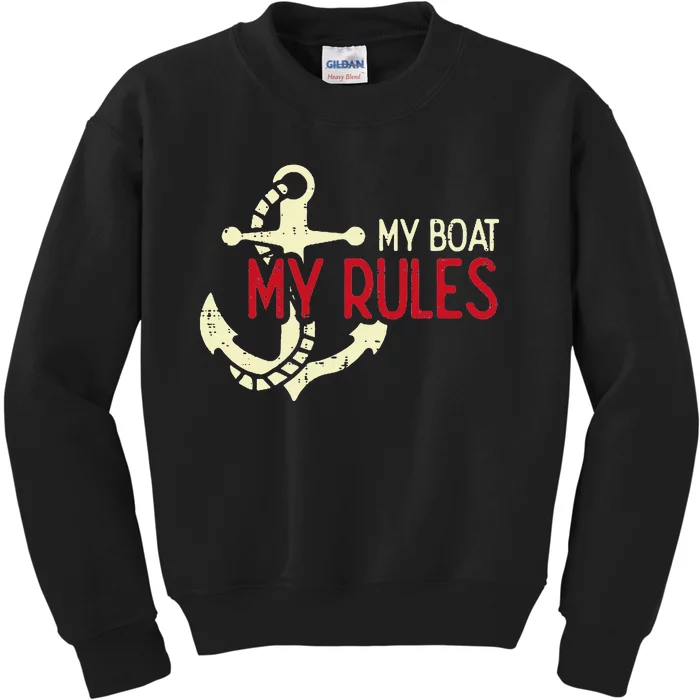 My Boat Rules Pocket Captain Owner Kids Sweatshirt