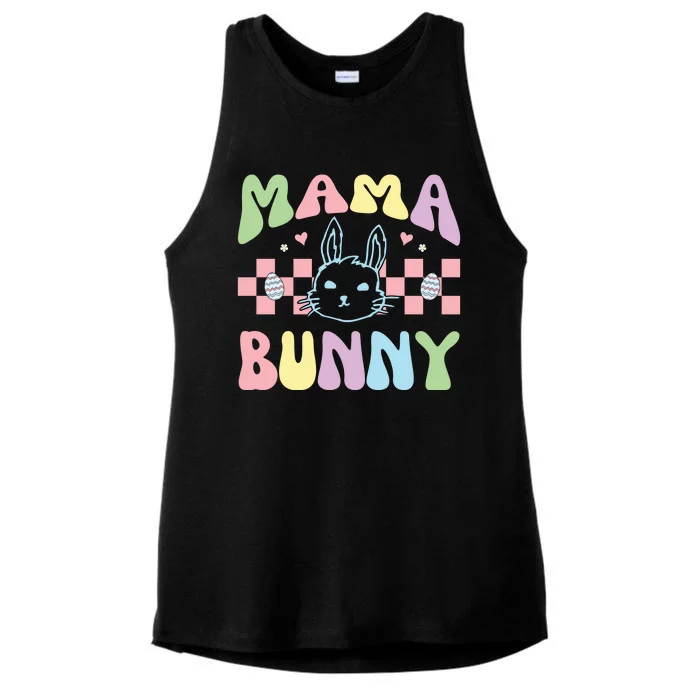 Mama Bunny Retro Colorful Cute Holiday Ladies Tri-Blend Wicking Tank