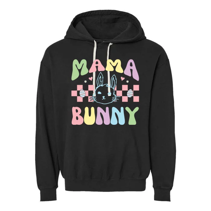 Mama Bunny Retro Colorful Cute Holiday Garment-Dyed Fleece Hoodie