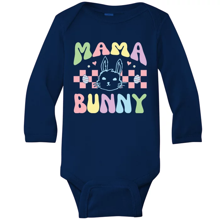 Mama Bunny Retro Colorful Cute Holiday Baby Long Sleeve Bodysuit