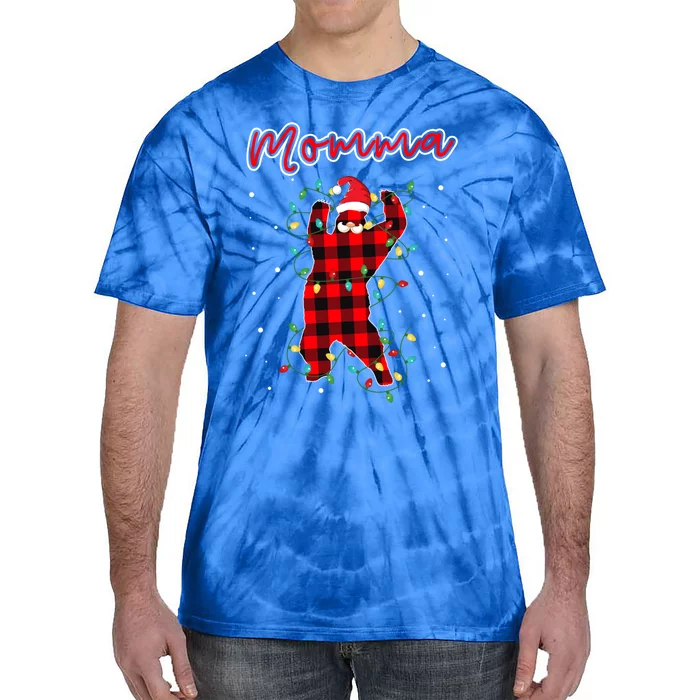 Momma Bear Red Buffalo Plaid Grandma Bear Pajama Xmas Great Gift Tie-Dye T-Shirt