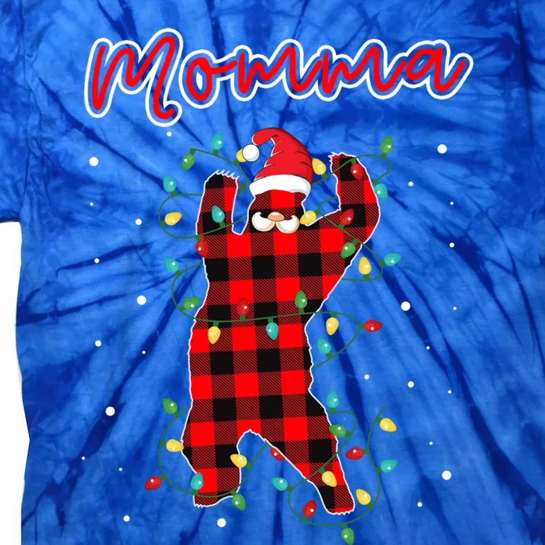 Momma Bear Red Buffalo Plaid Grandma Bear Pajama Xmas Great Gift Tie-Dye T-Shirt