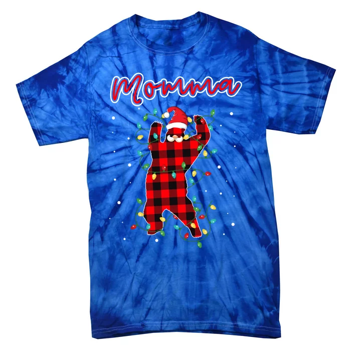 Momma Bear Red Buffalo Plaid Grandma Bear Pajama Xmas Great Gift Tie-Dye T-Shirt