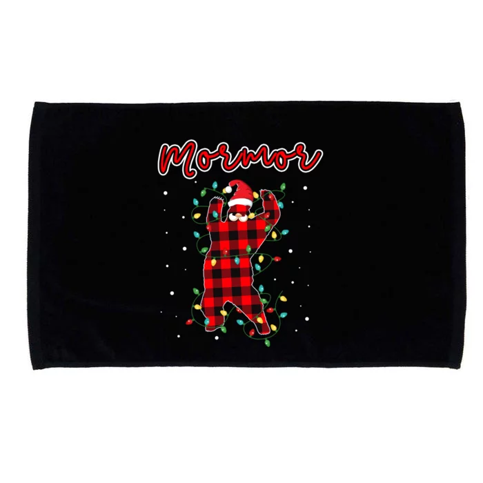 Mormor Bear Red Buffalo Plaid Grandma Bear Pajama Xmas Gift Microfiber Hand Towel