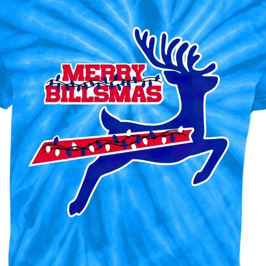 Merry Billsmas Reindeer Christmas American Football Gift Kids Tie-Dye T-Shirt