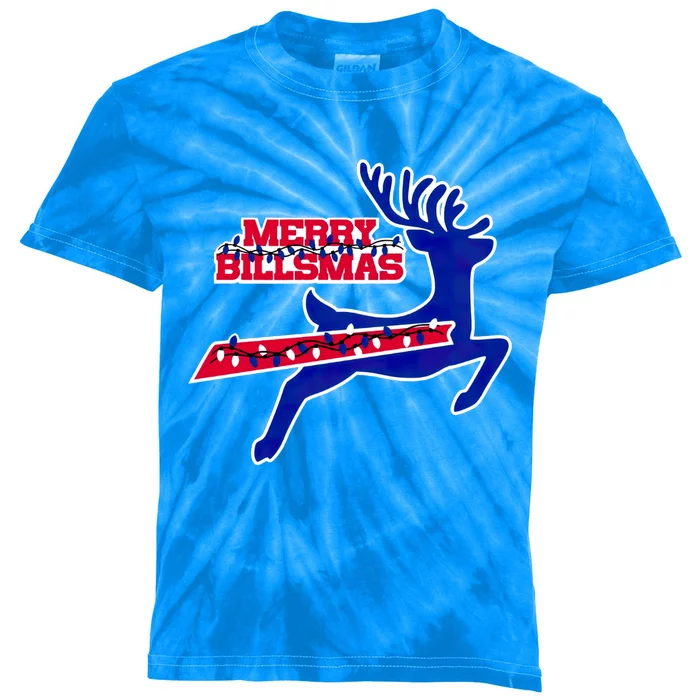 Merry Billsmas Reindeer Christmas American Football Gift Kids Tie-Dye T-Shirt