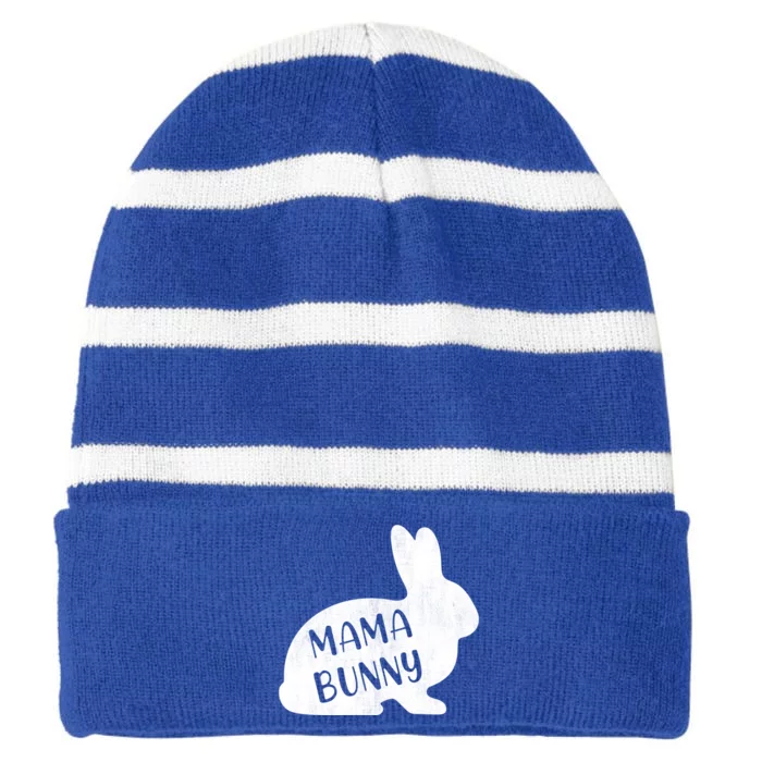 Mama Bunny Rabbit Mom Mother Easter Day Meaningful Gift Striped Beanie with Solid Band