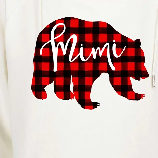 Mimi Bear Red Plaid Matching Family Christmas Eve Buffalo Cool Gift Womens Funnel Neck Pullover Hood