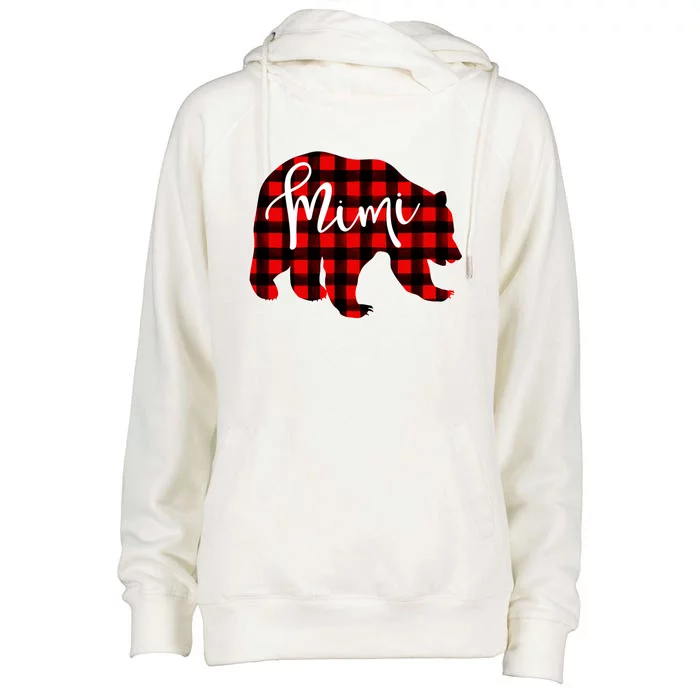 Mimi Bear Red Plaid Matching Family Christmas Eve Buffalo Cool Gift Womens Funnel Neck Pullover Hood