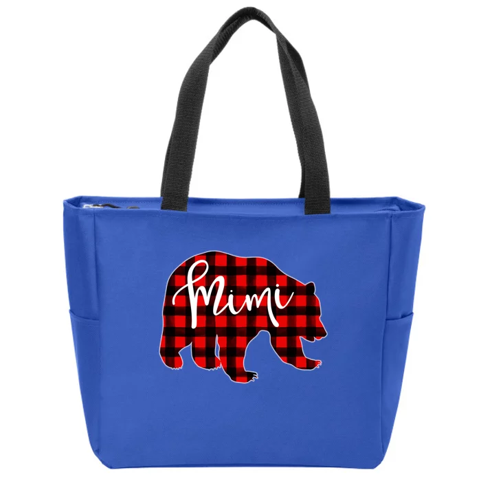 Mimi Bear Red Plaid Matching Family Christmas Eve Buffalo Cool Gift Zip Tote Bag