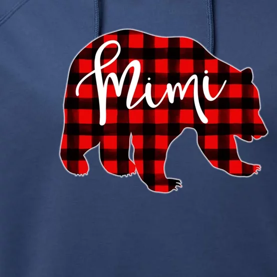 Mimi Bear Red Plaid Matching Family Christmas Eve Buffalo Cool Gift Performance Fleece Hoodie