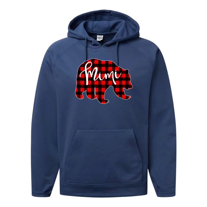 Mimi Bear Red Plaid Matching Family Christmas Eve Buffalo Cool Gift Performance Fleece Hoodie