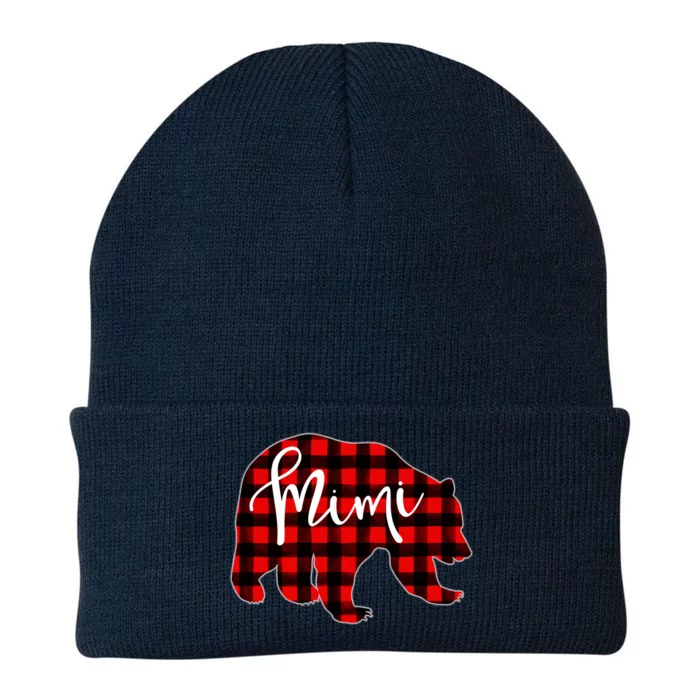 Mimi Bear Red Plaid Matching Family Christmas Eve Buffalo Cool Gift Knit Cap Winter Beanie