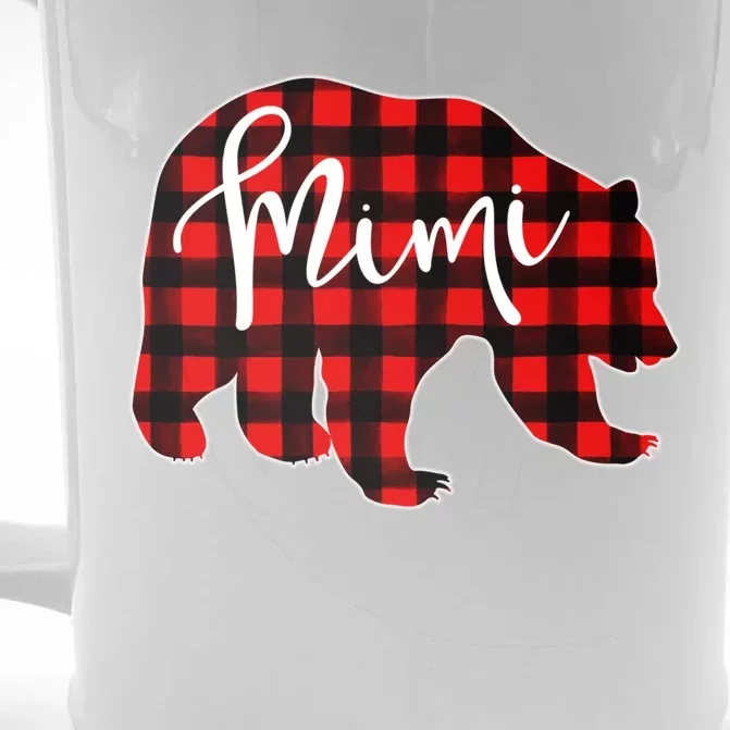 Mimi Bear Red Plaid Matching Family Christmas Eve Buffalo Cool Gift Front & Back Beer Stein