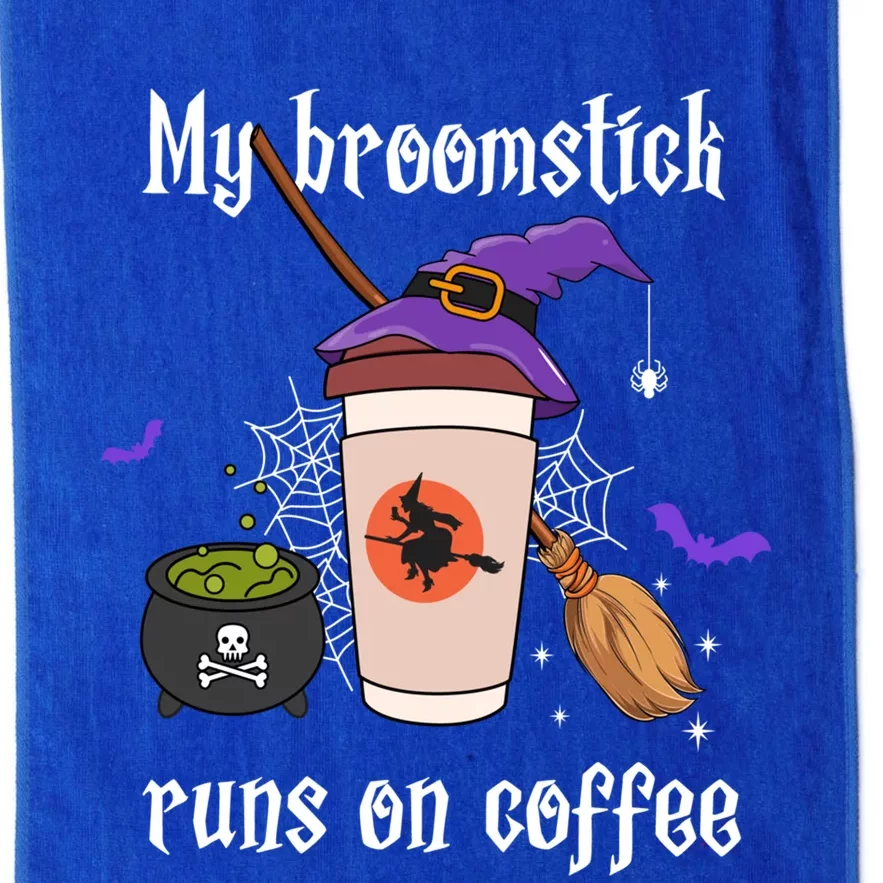 My Broomstick Runs On Coffee Gift Coffee Lover Halloween Gift Platinum Collection Golf Towel