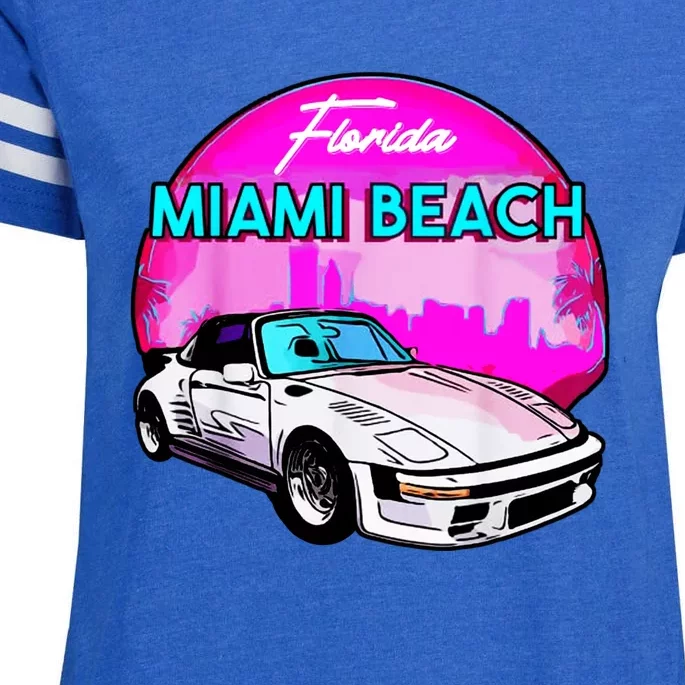 Miami Beach Road Trip Tee | Explore Florida's Iconic Coastline Enza Ladies Jersey Football T-Shirt