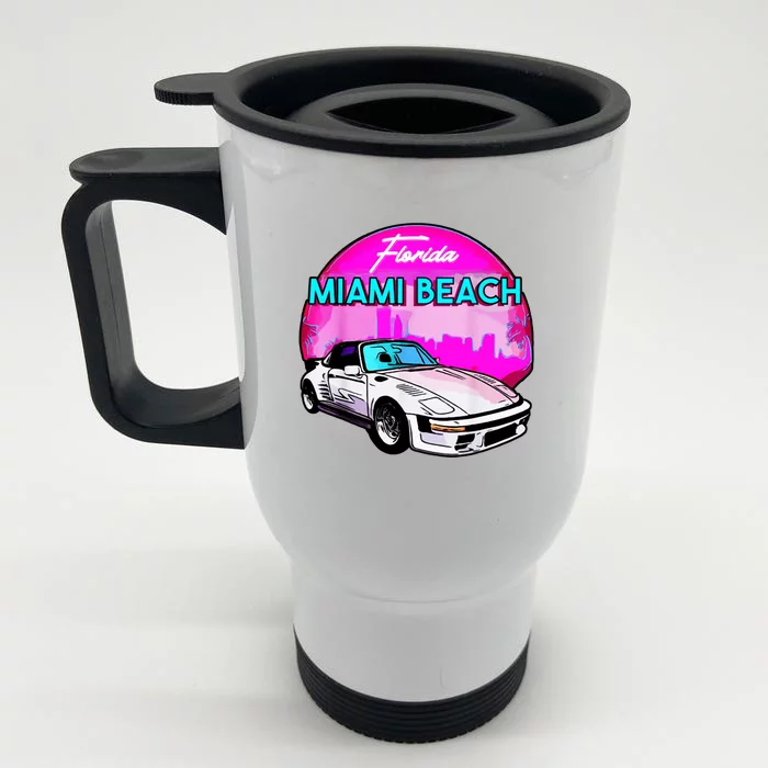 Miami Beach Road Trip Tee | Explore Florida's Iconic Coastline Front & Back Stainless Steel Travel Mug