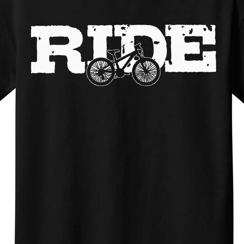 Mountain Bike RIDE MTB Mountain Biking Cycling Biker Gift Kids T-Shirt