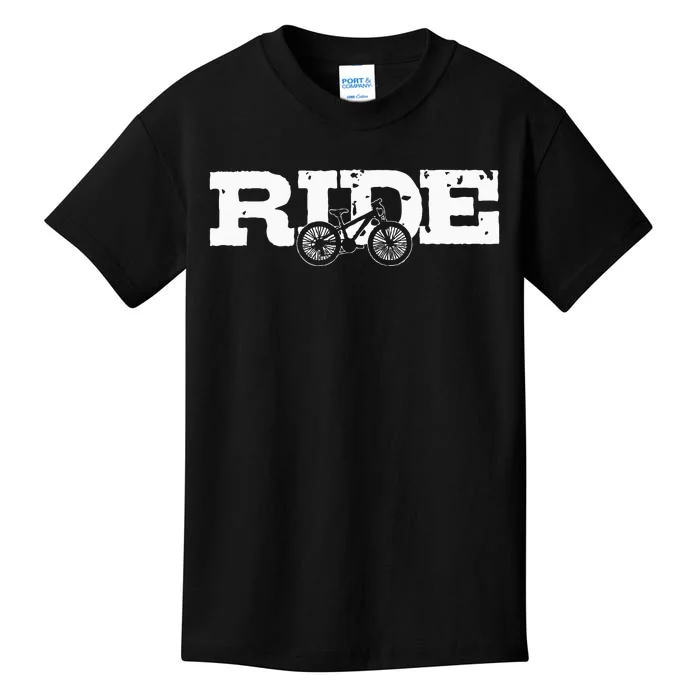 Mountain Bike RIDE MTB Mountain Biking Cycling Biker Gift Kids T-Shirt