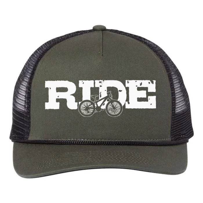 Mountain Bike RIDE MTB Mountain Biking Cycling Biker Gift Retro Rope Trucker Hat Cap