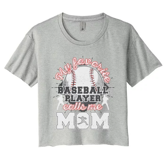 Mom Baseball Softball Game Fan Sports Favorite Player Women's Crop Top Tee