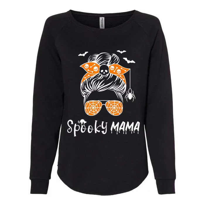 Messy Bun Spooky Mama Mom Funny Halloween Costume Skull Womens California Wash Sweatshirt