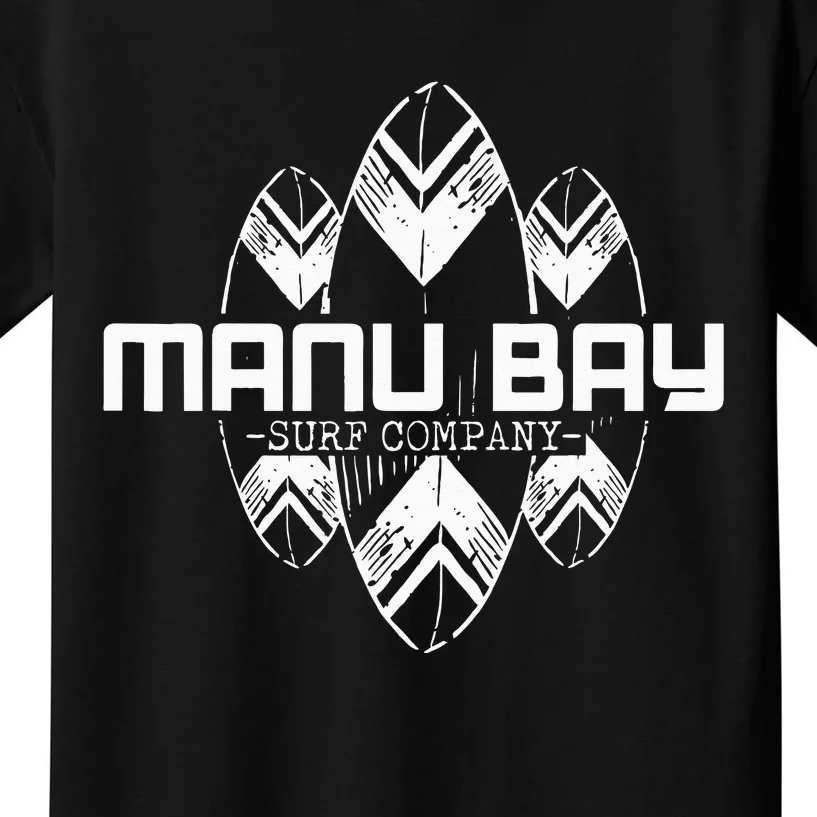 Manu Bay Surf Company Surfboards New Zealand Coast Surfing Kids T-Shirt