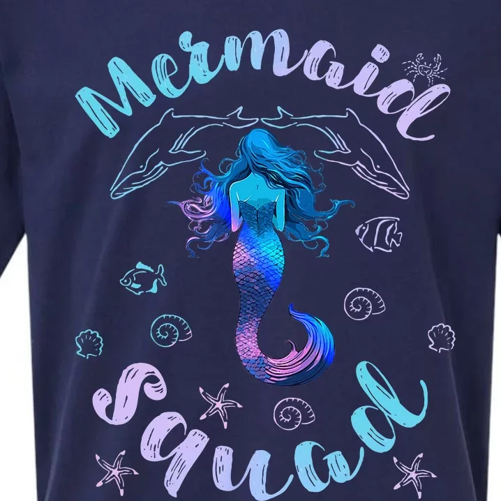 Mermaid Birthday Squad Party Matching Sueded Cloud Jersey T-Shirt