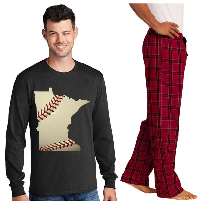 Minnesota Baseball State Map Softball Love Mn Usa Fan Long Sleeve Pajama Set