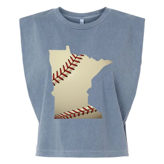 Minnesota Baseball State Map Softball Love Mn Usa Fan Garment-Dyed Women's Muscle Tee