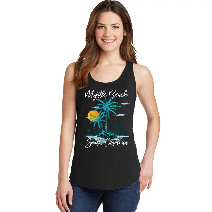 Myrtle Beach South Carolina Beach Summer Surfing Palm Trees Ladies Essential Tank