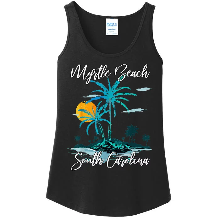 Myrtle Beach South Carolina Beach Summer Surfing Palm Trees Ladies Essential Tank