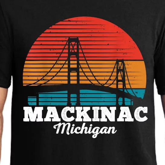 Mackinac Bridge Souvenir Mackinaw Island Retro Michigan Pajama Set