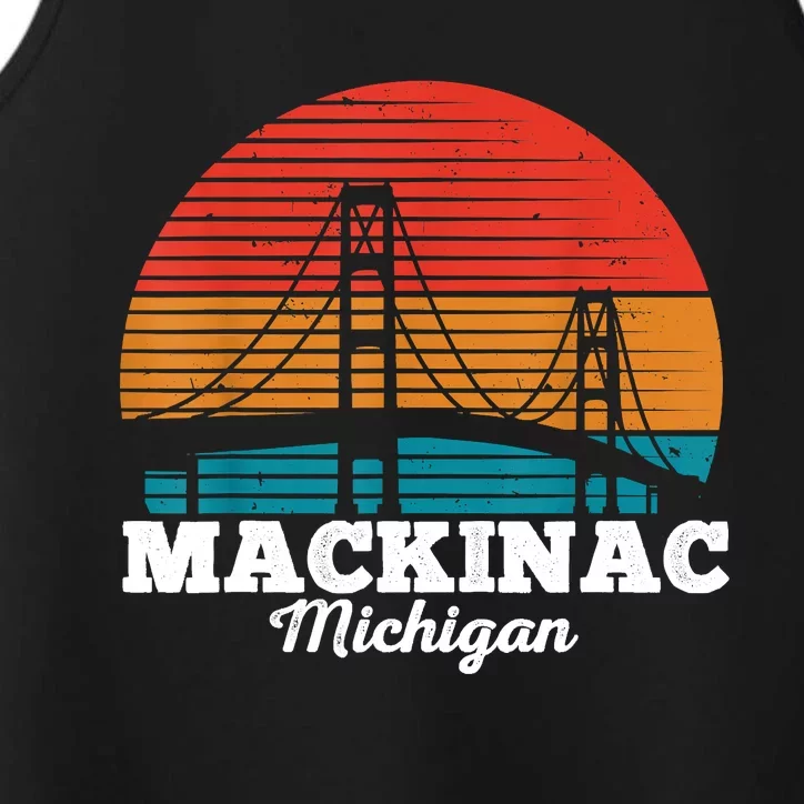 Mackinac Bridge Souvenir Mackinaw Island Retro Michigan Performance Tank