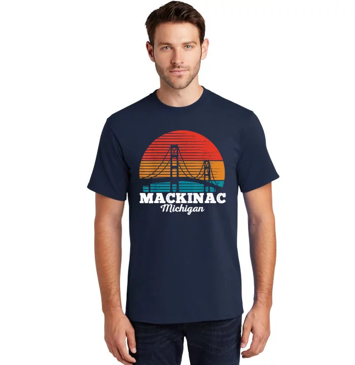 Mackinac Bridge Souvenir Mackinaw Island Retro Michigan Tall T-Shirt